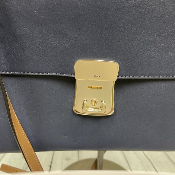 Theory Beekman Bag in Leather - Navy Blue - Picture 3 of 15